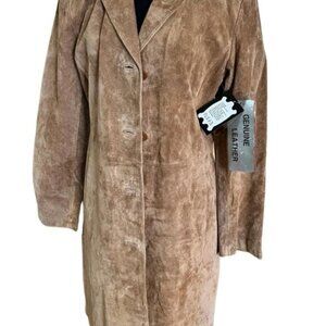 Tower Hill Collection leather/suede brown long coat, women's size 8T
